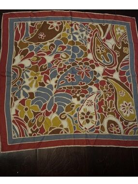 Jim Thompson 100% Silk Paisley Print Scarf Squared 21” X 21”